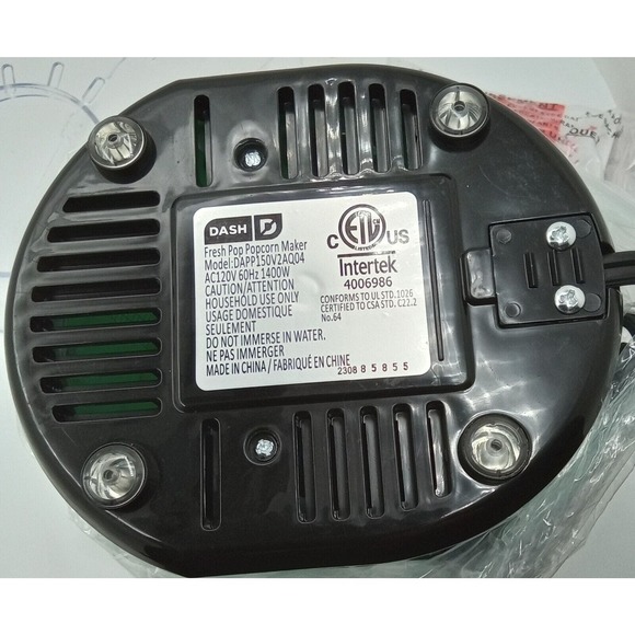 Dash Fresh Pop Popcorn Maker Hot Air Popper 16 Cups/1400 watts - Picture 9 of 9